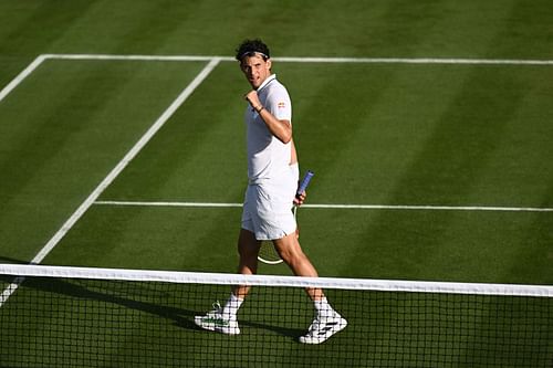 Dominic Thiem in action at Wimbledon