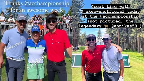 Aaron Rodgers and Jake Owen pose at ACC Tournatment