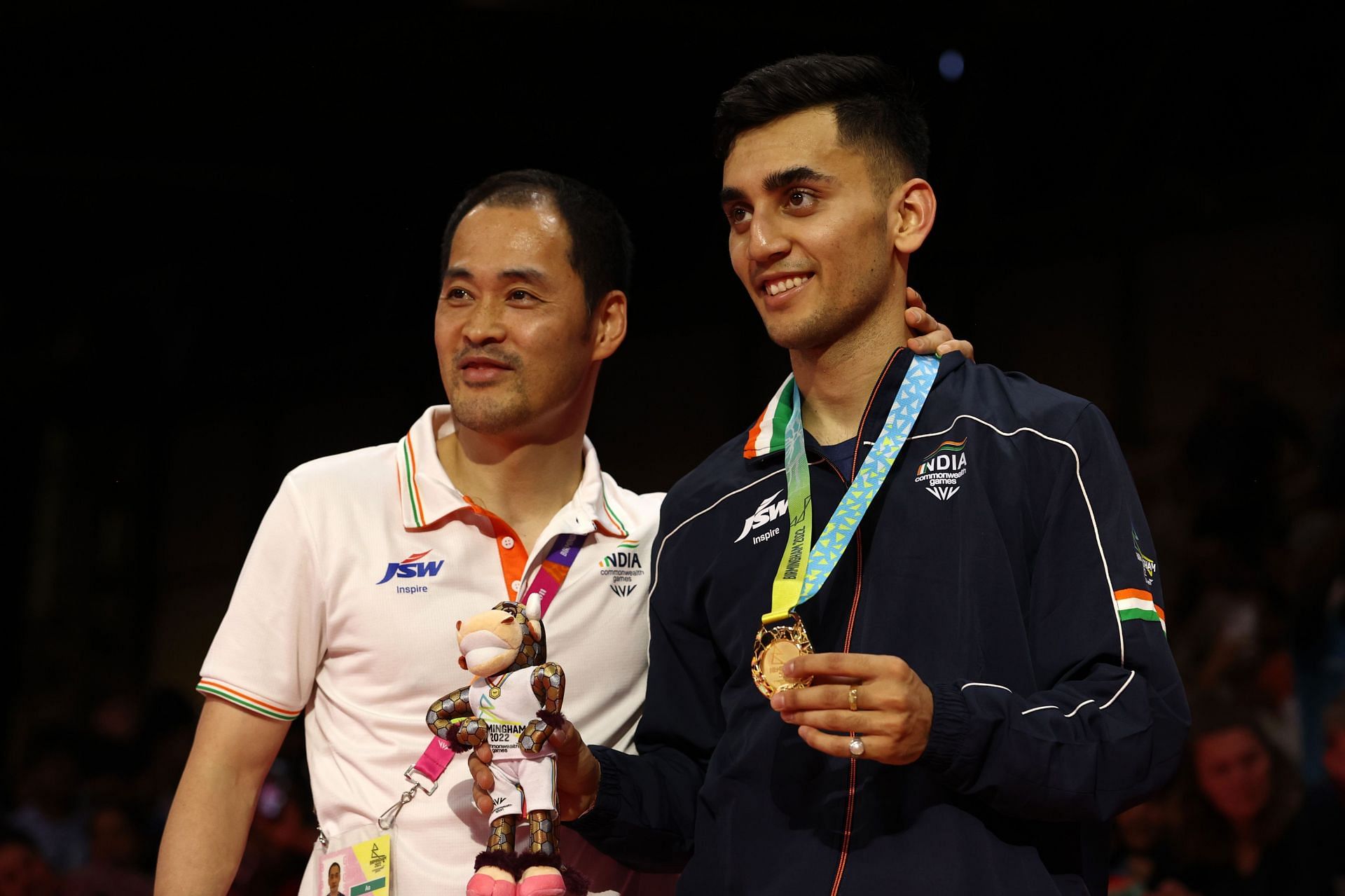 Lakshya Sen (right) with his former coach at the 2022 Commonwealth Games (Image: Getty)