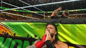 Jey Uso and the previous 4 stars to pin Roman Reigns