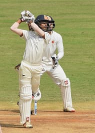 Pradosh Ranjan Paul looks to loft one on his Ranji Trophy debut for Tamil Nadu