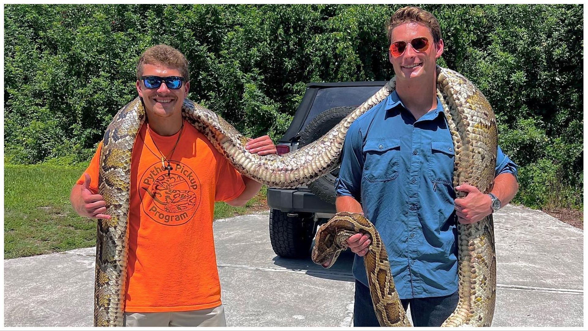 A record breaking Burmese Python, caught in Florida captivated the Internet (Image via Instagram/@gladesboys)