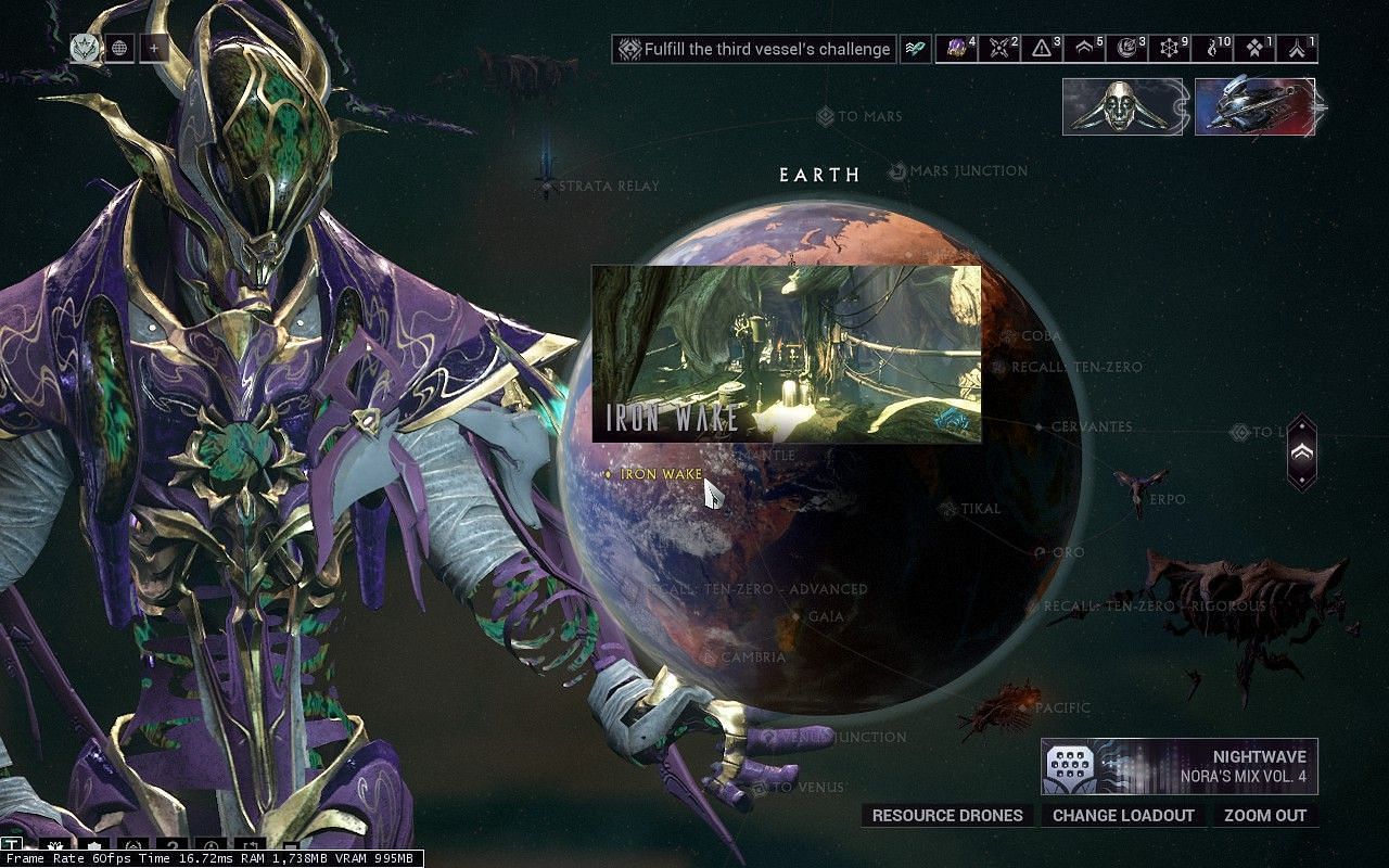 One of the best Kuva sources in Warframe is Palladino, marked as the Red Veil icon in the minimap when you go to Iron Wake (Image via Digital Extremes)