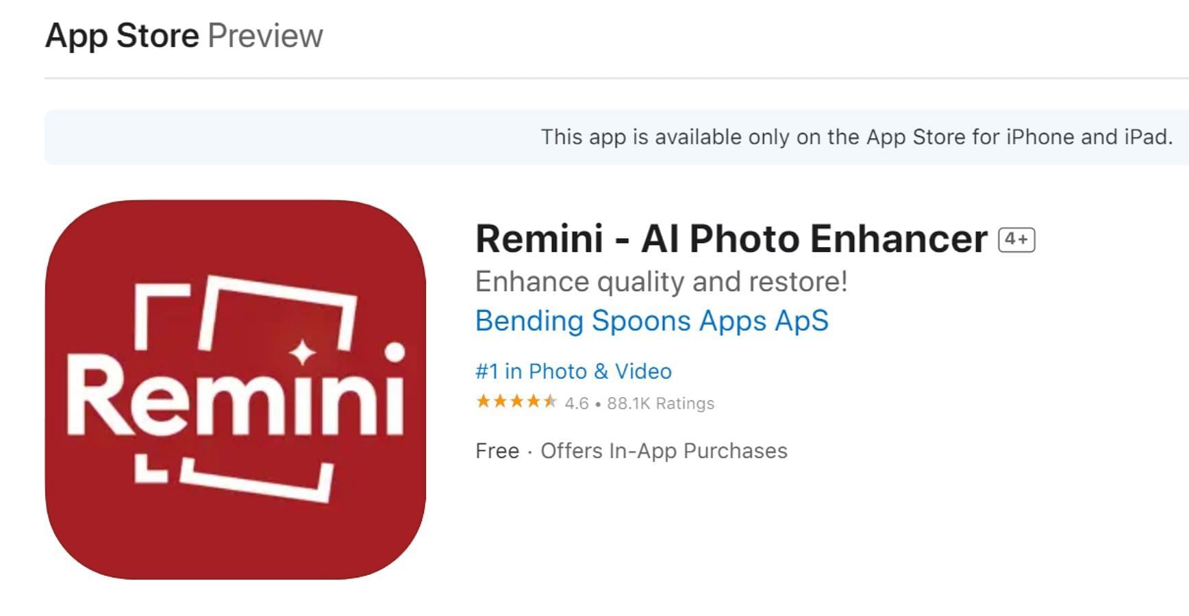 Remini is available on both Android and iOS