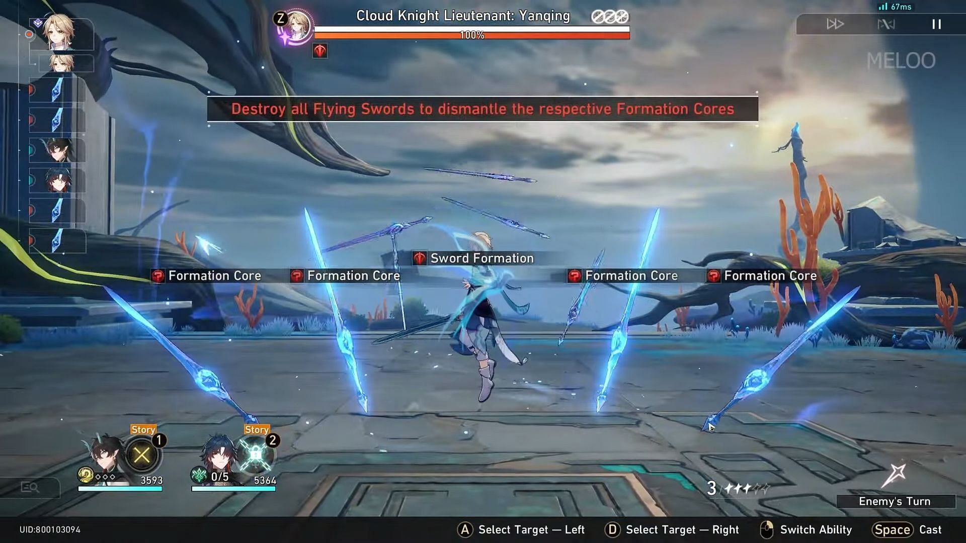 Yanqing unleashes his Sword Formation (Image via YouTube/MELOO)