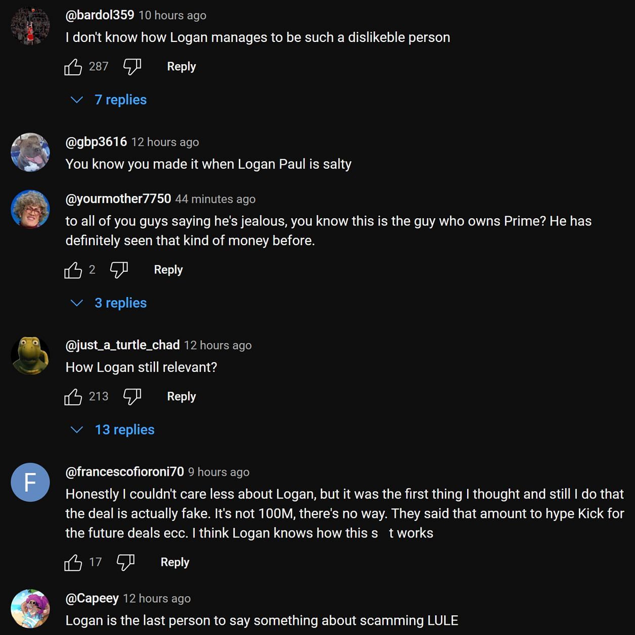 Fans discussing the streamer&#039;s response to Logan Paul (Image via xQc Clips/YouTube)