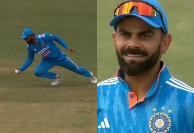 [Watch] Virat Kohli takes a stunning catch at second slip in 1st India vs West Indies ODI