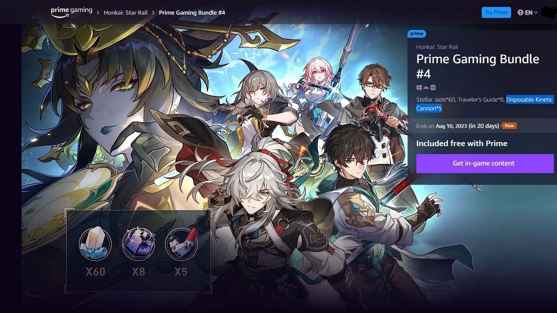 Snag some free Honkai Star Rail rewards with Prime Gaming