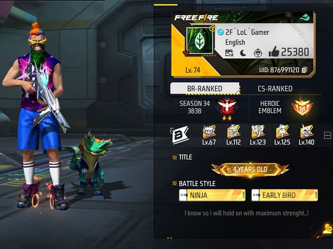 2F LoL Gamer’s Free Fire ID, stats, rank, guild, and more