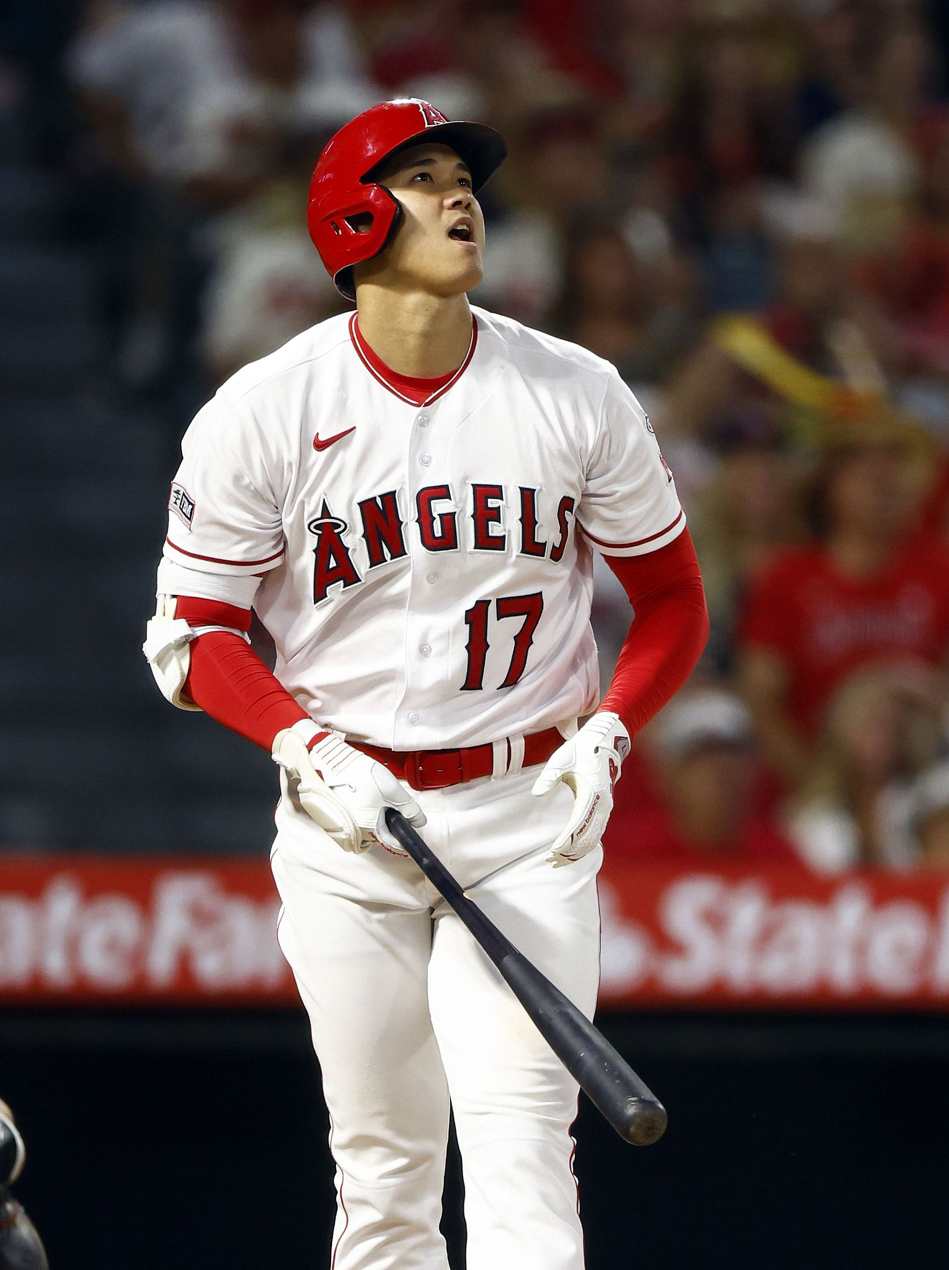 Shohei Ohtani #17 of the Los Angeles Angels hits a home run against the Arizona Diamondbacks in the sixth inning at Angel Stadium of Anaheim on June 30, 2023 in Anaheim, California. (Photo by Ronald Martinez/Getty Images)