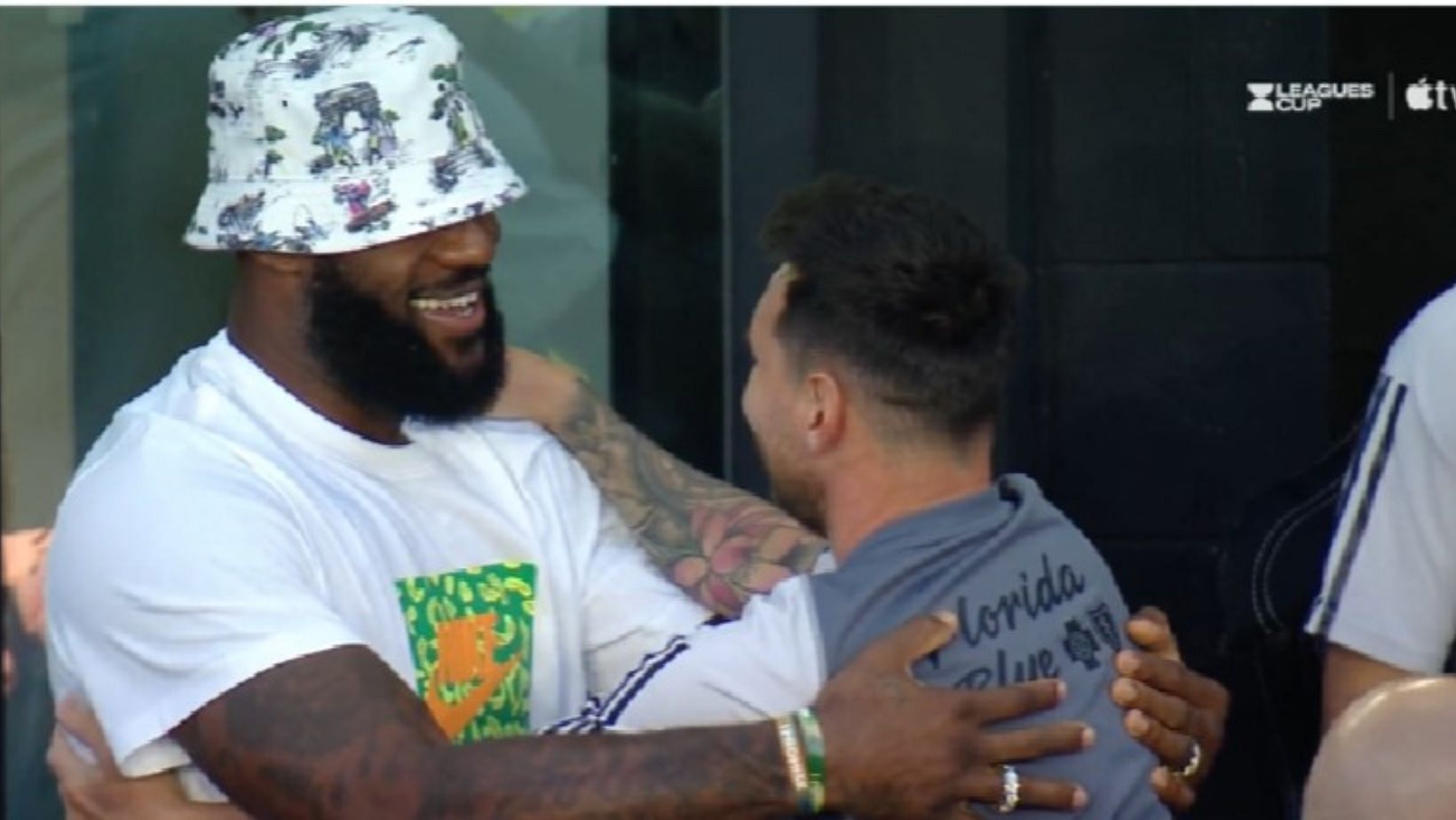 Lionel Messi and LeBron James shared an embrace after the Inter Miami versus Cruz Azul game in the MLS.