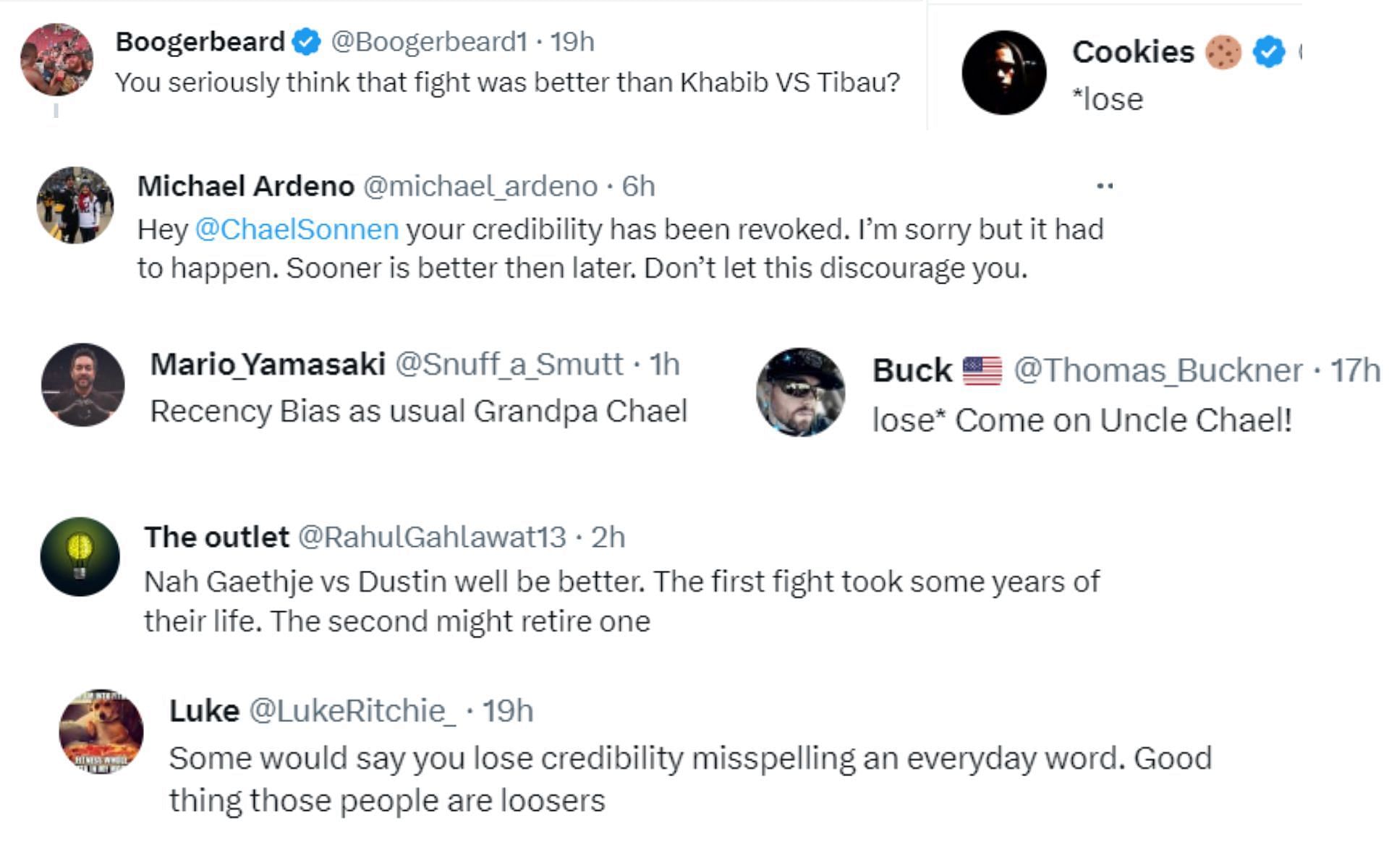 Fan reactions to Chael Sonnen