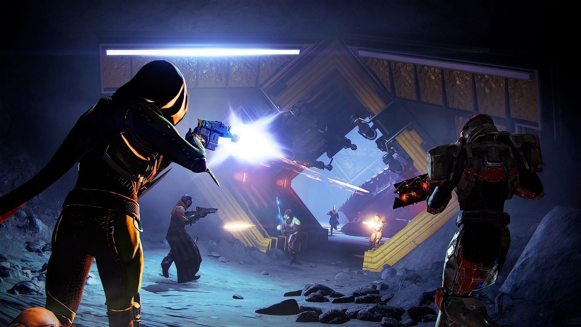 Destiny 2 players shooting each other in the Crucible PvP game mode 