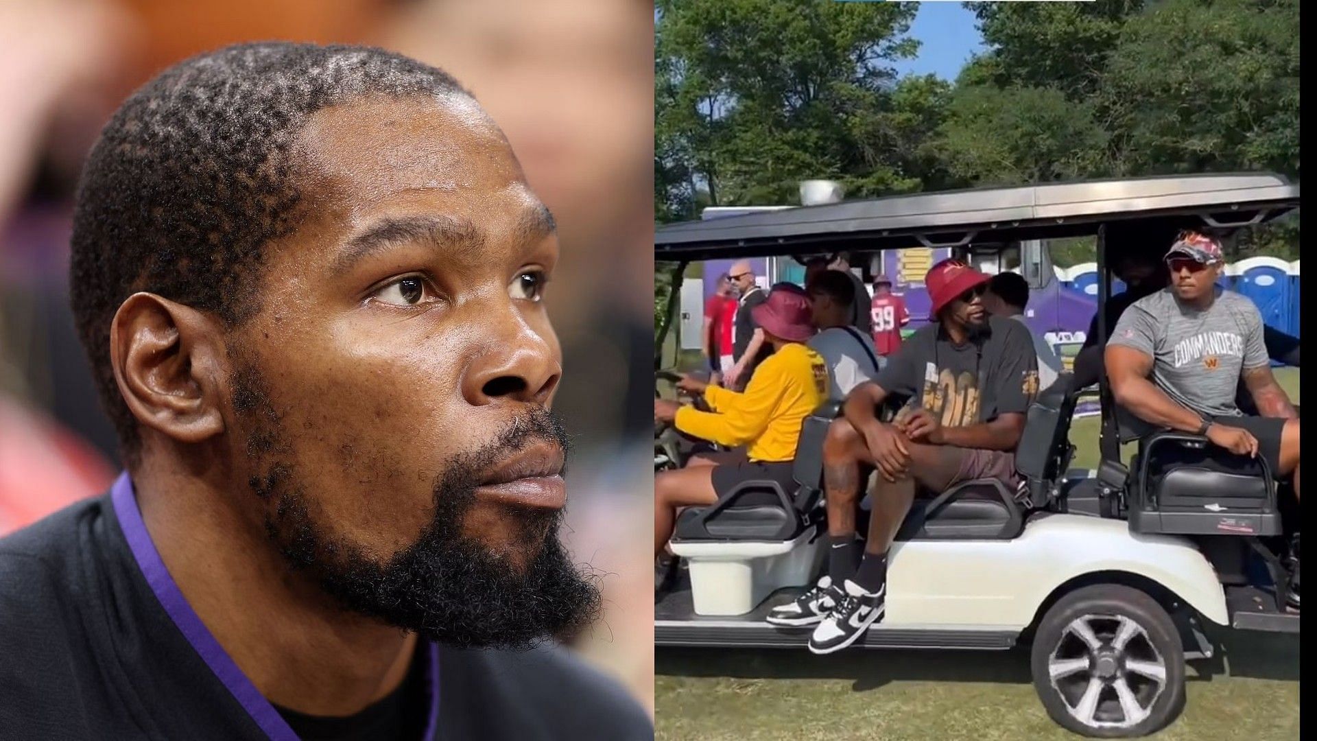 Kevin Durant arrives at Washington Commanders practice - Courtesy of JPA Football via All-Pro Reels on Twitter