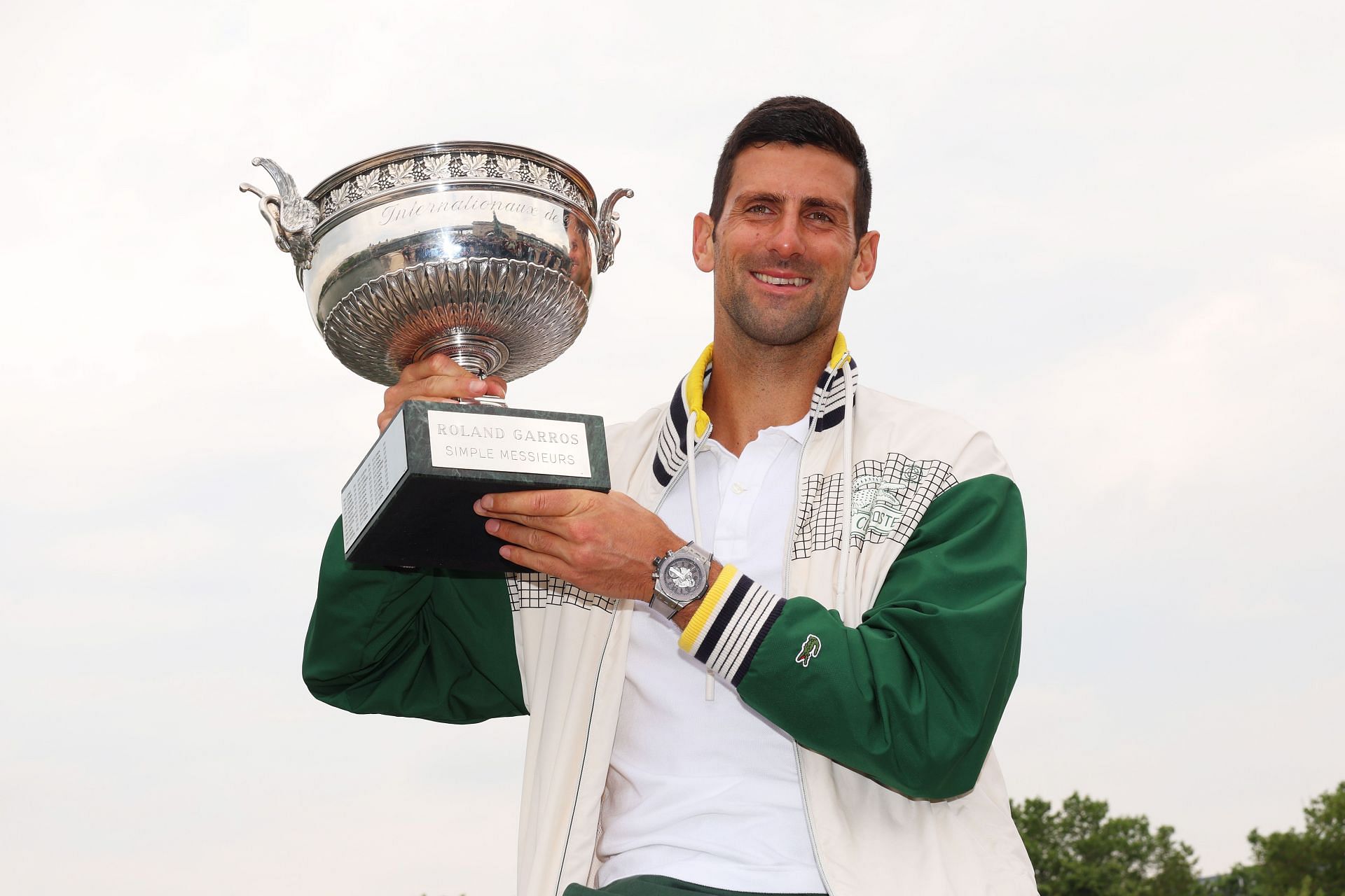 Novak Djokovic pictured with his French Open trophy.