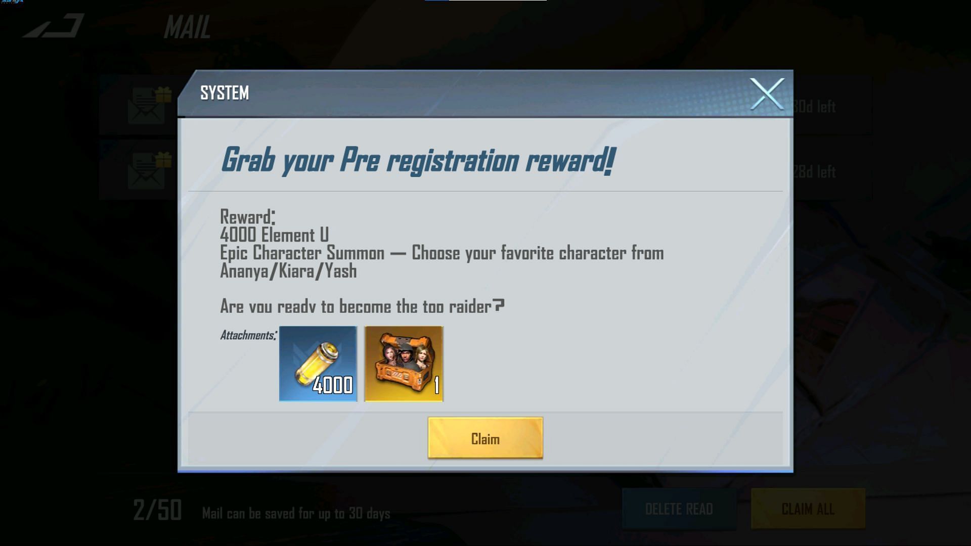 The pre-registration rewards are also available to the players (Image via Starlight Gaming)