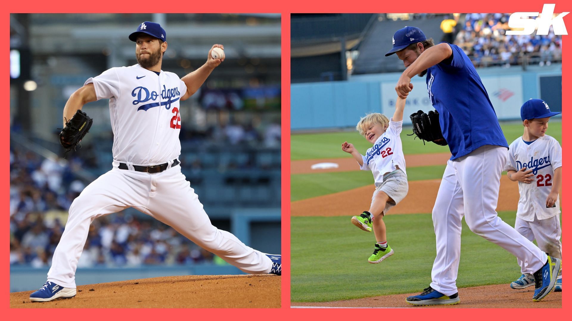 Clayton Kershaw of the Los Angeles Dodgers and his family