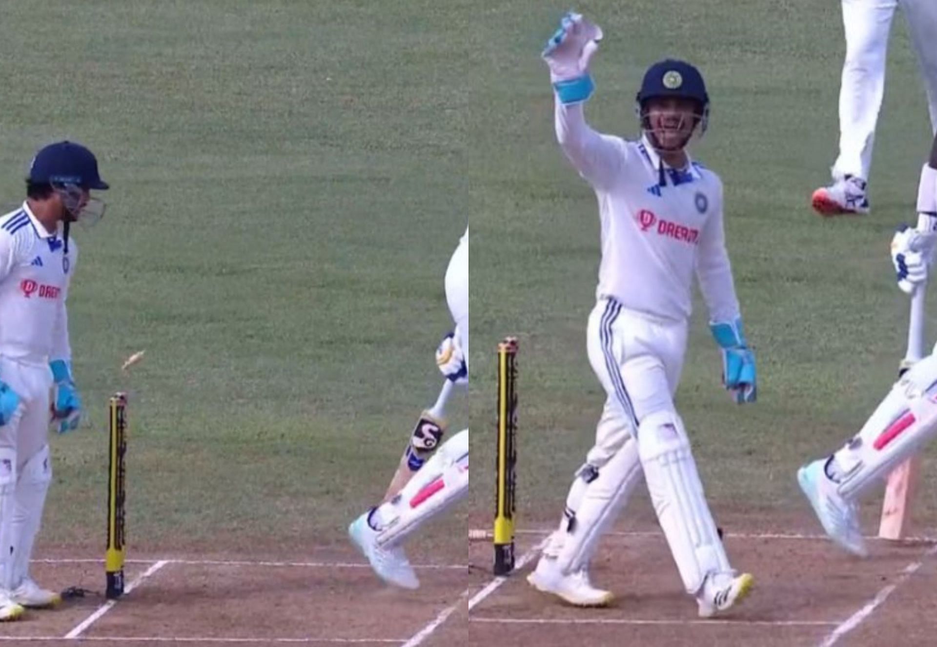 Ishan Kishan attempts a stumping against Holder on day 3 of 1st Test. 