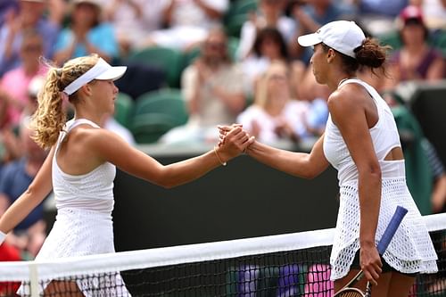 Madison Keys and Mirra Andreeva at the 2023 Wimbledon Championships.
