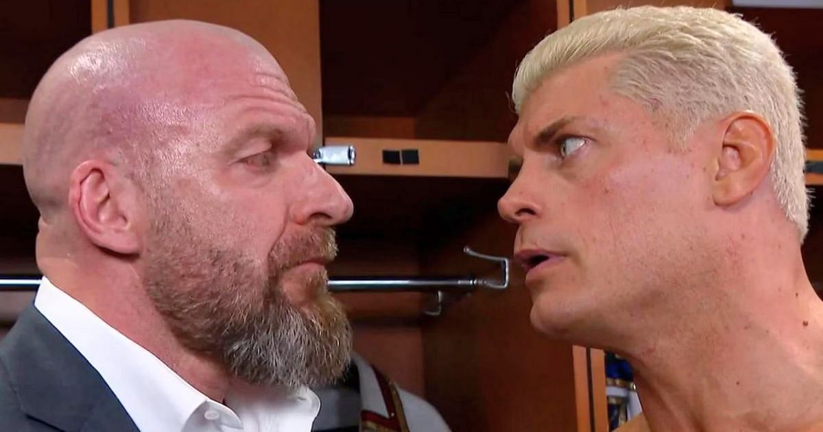 Triple H and Cody Rhodes backstage.