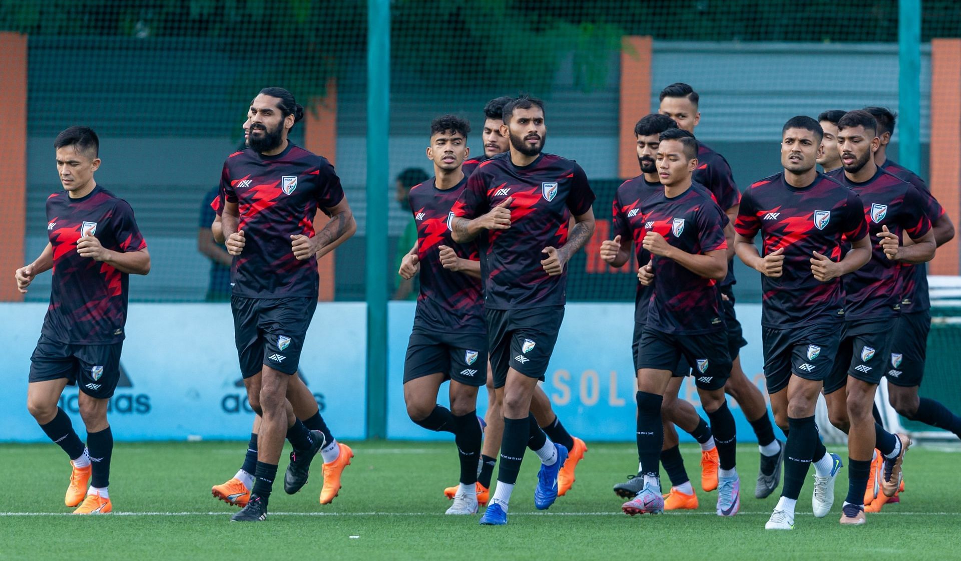 Indian players training ahead of their SAFF Championship semi-final clash against Lebanon.