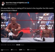 Billy Gunn unlacing his boots