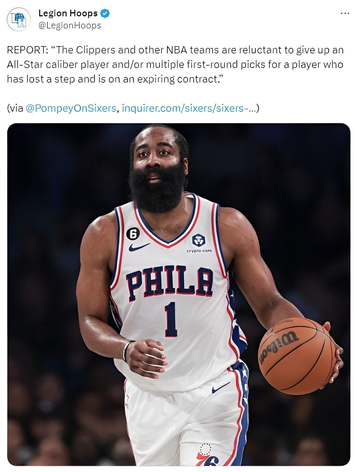 James Harden Trade Rumors: Teams Hesitant to Deal 'Real Stuff' for 76ers  Star, News, Scores, Highlights, Stats, and Rumors