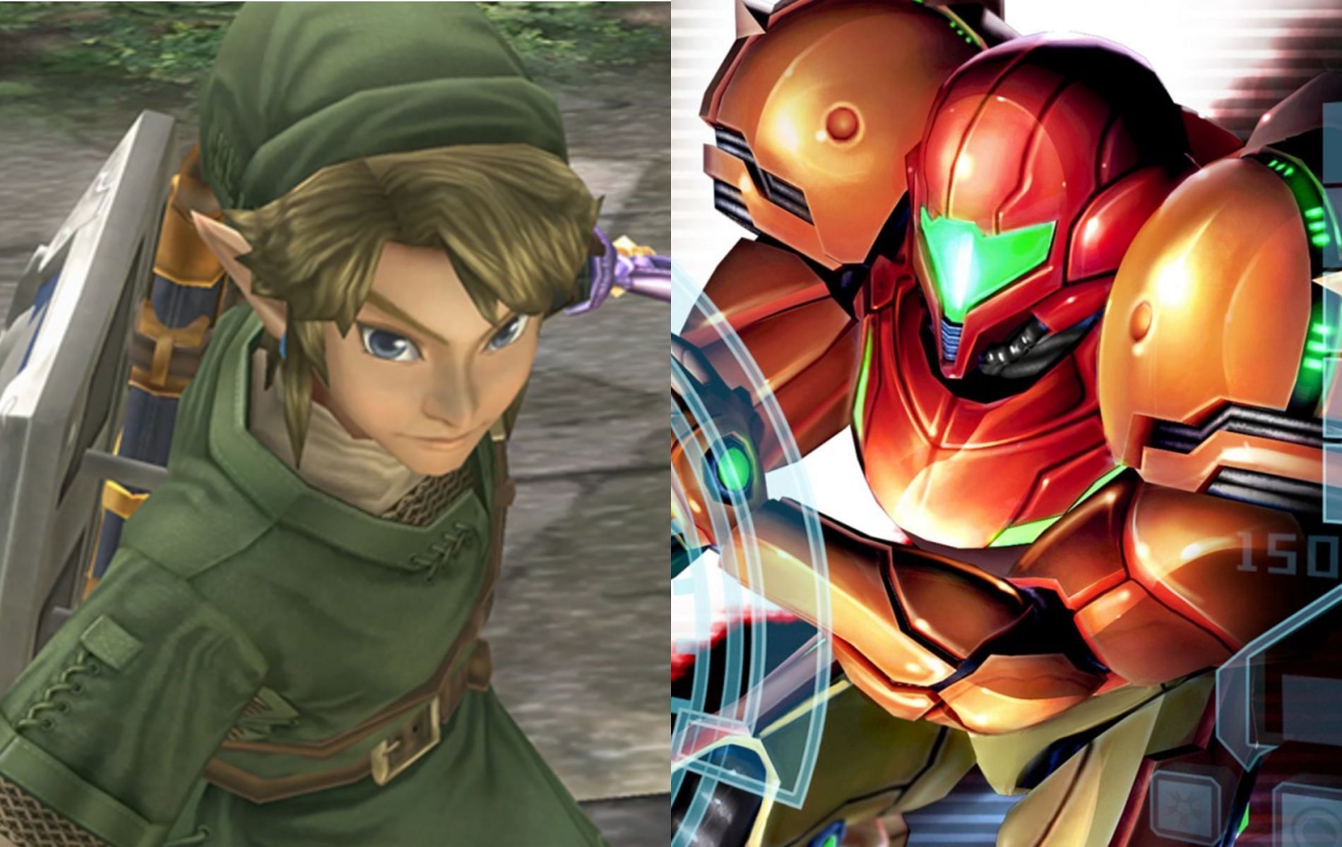 Official screenshot and cover art for The Legend of Zelda: Twilight Princess HD and Metroid Prime 2: Echoes respectively