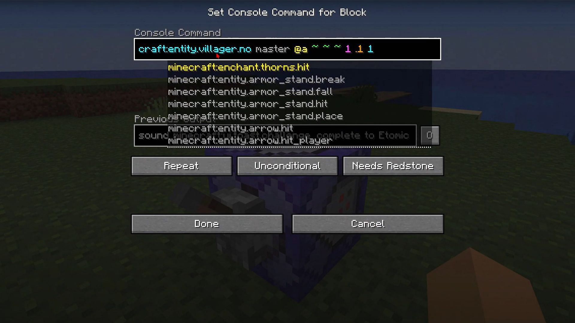 Commands to play sound effects in the game (Image via Mojang Studios)