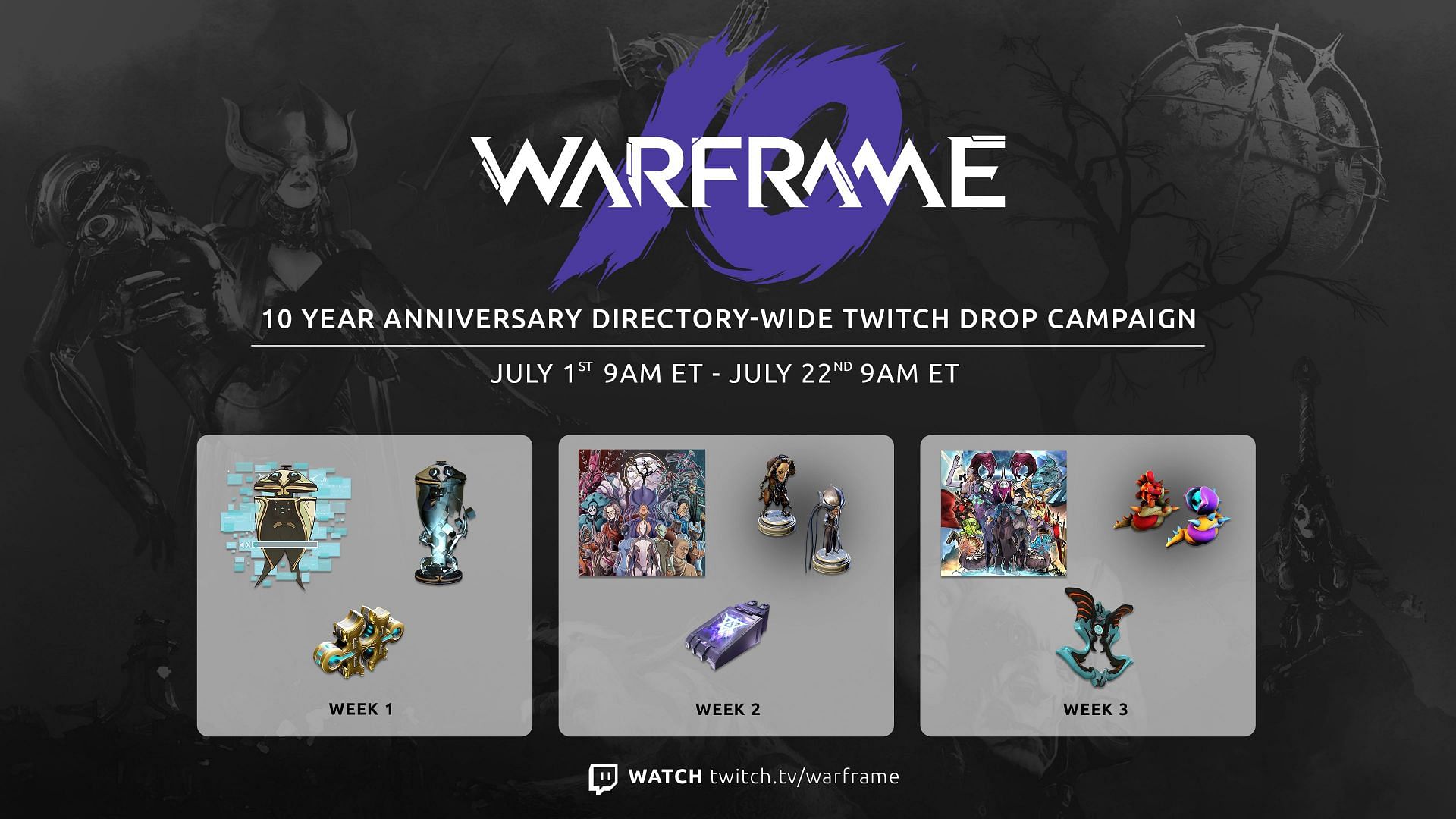 Warframe Twitch rewards you can claim in July 2023 (Image via Digital Extremes)