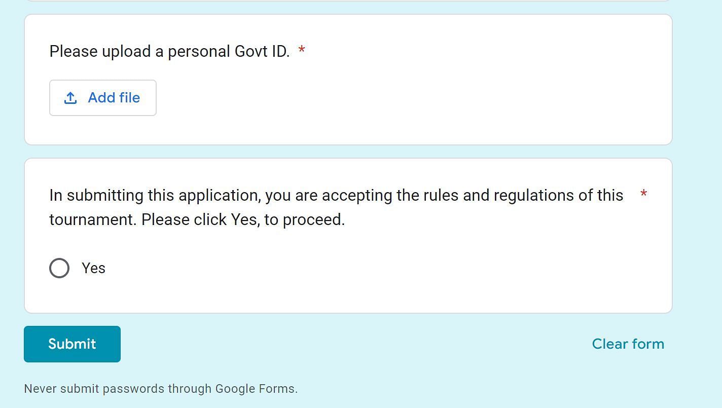 प्रूफ के लिए भारतीय आईडी को अपलोड करें (Image via Registration Form / Google Forms)