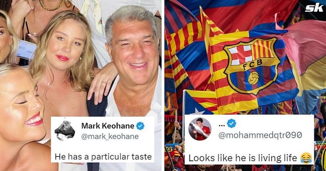 "My president is chilling with the girls", "He's living life" - Barcelona fans react hilariously as image of Joan Laporta partying goes viral