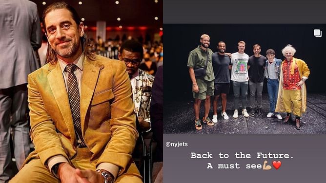 Jets QB Aaron Rodgers delivers three-word verdict on "Back to the Future" Broadway musical