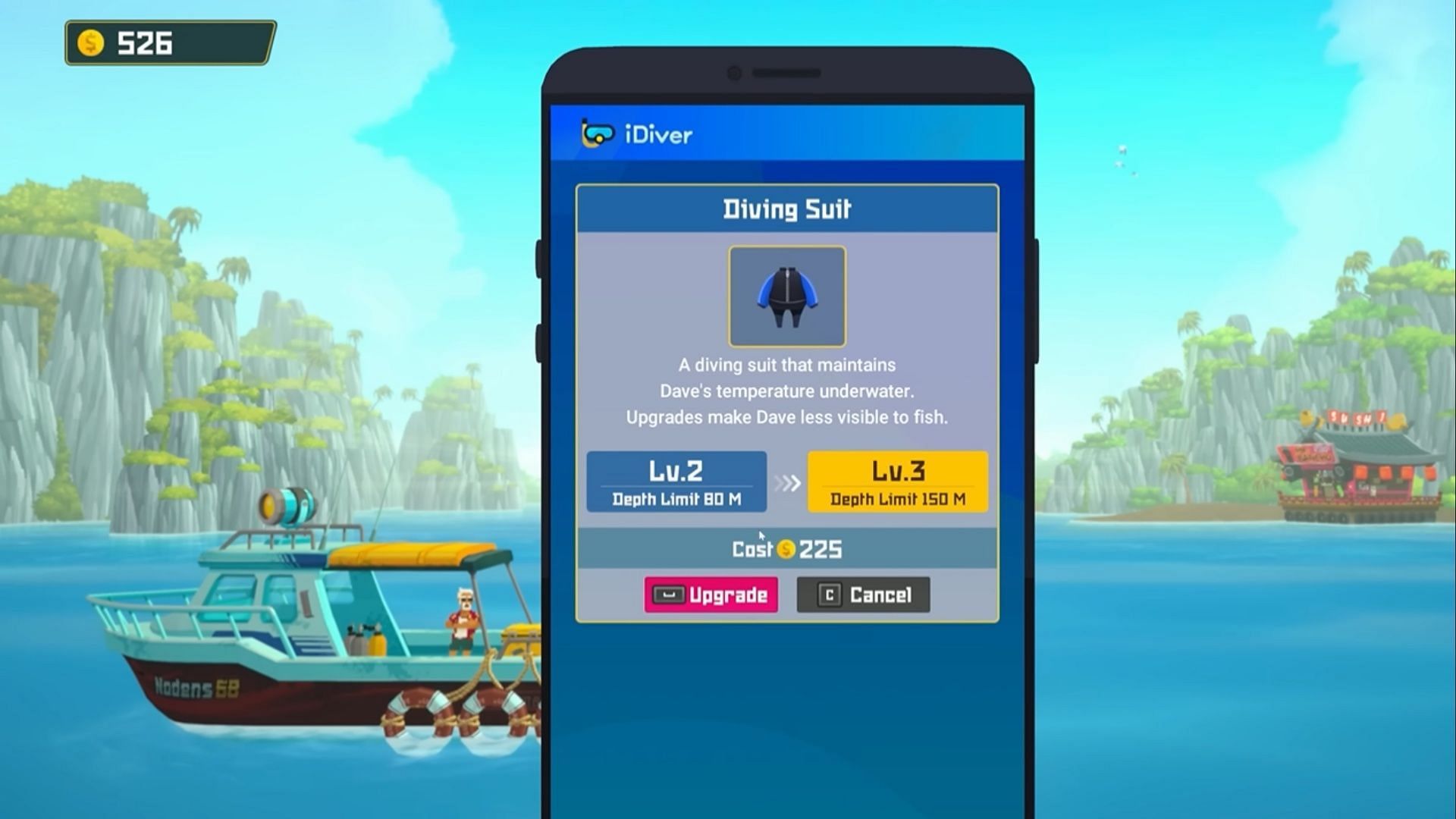 Upgrading the Diving Suit allows deeper dives in Blue Hole (Image via Z1 Gaming/ youtube.com)