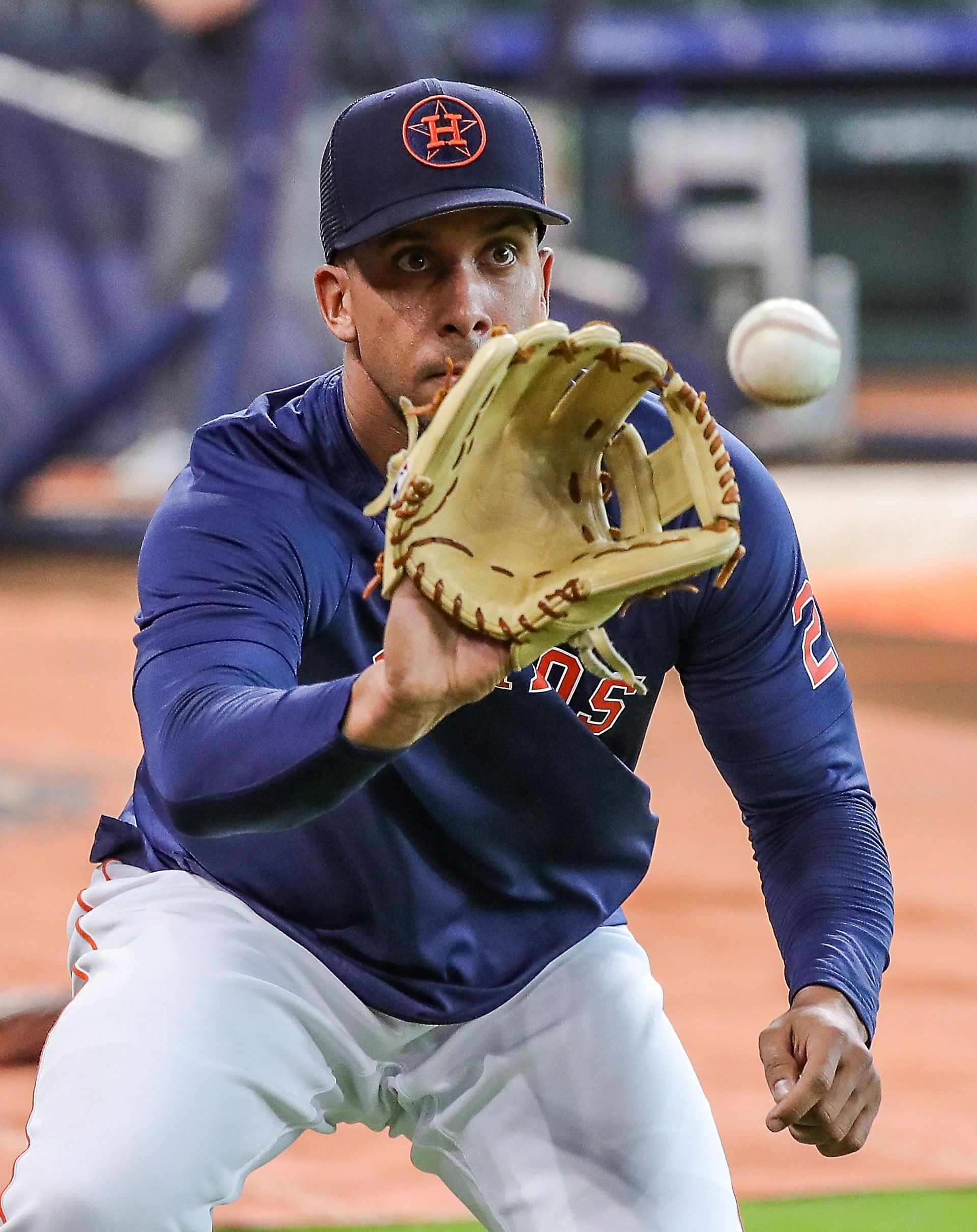 Michael Brantley works out prior to a recent Houston Astros game
