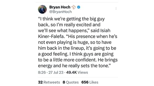 Bryan Hoch's post on Twitter.