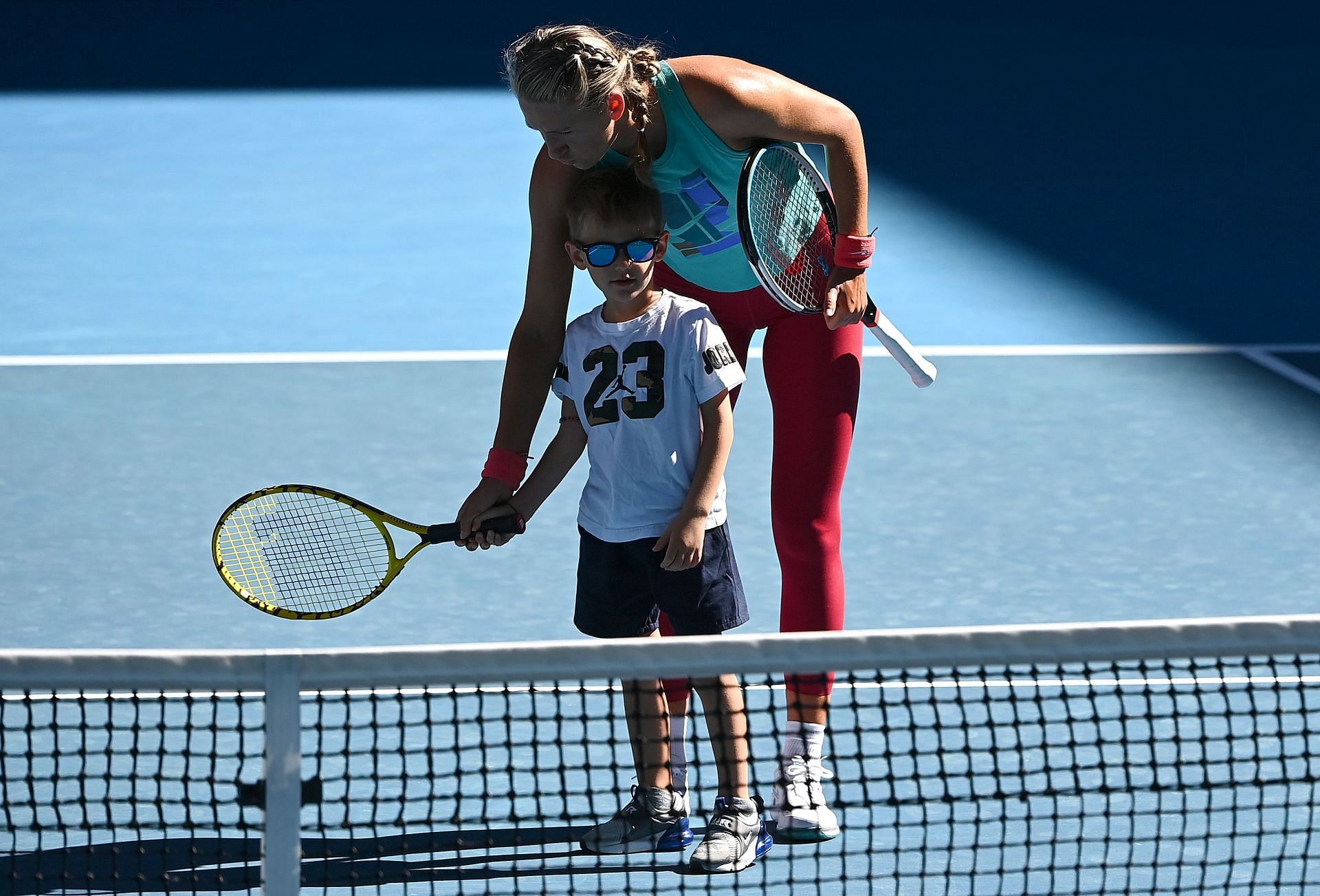 Victoria Azarenka pictured with Leo at the 2022 Australian Open.