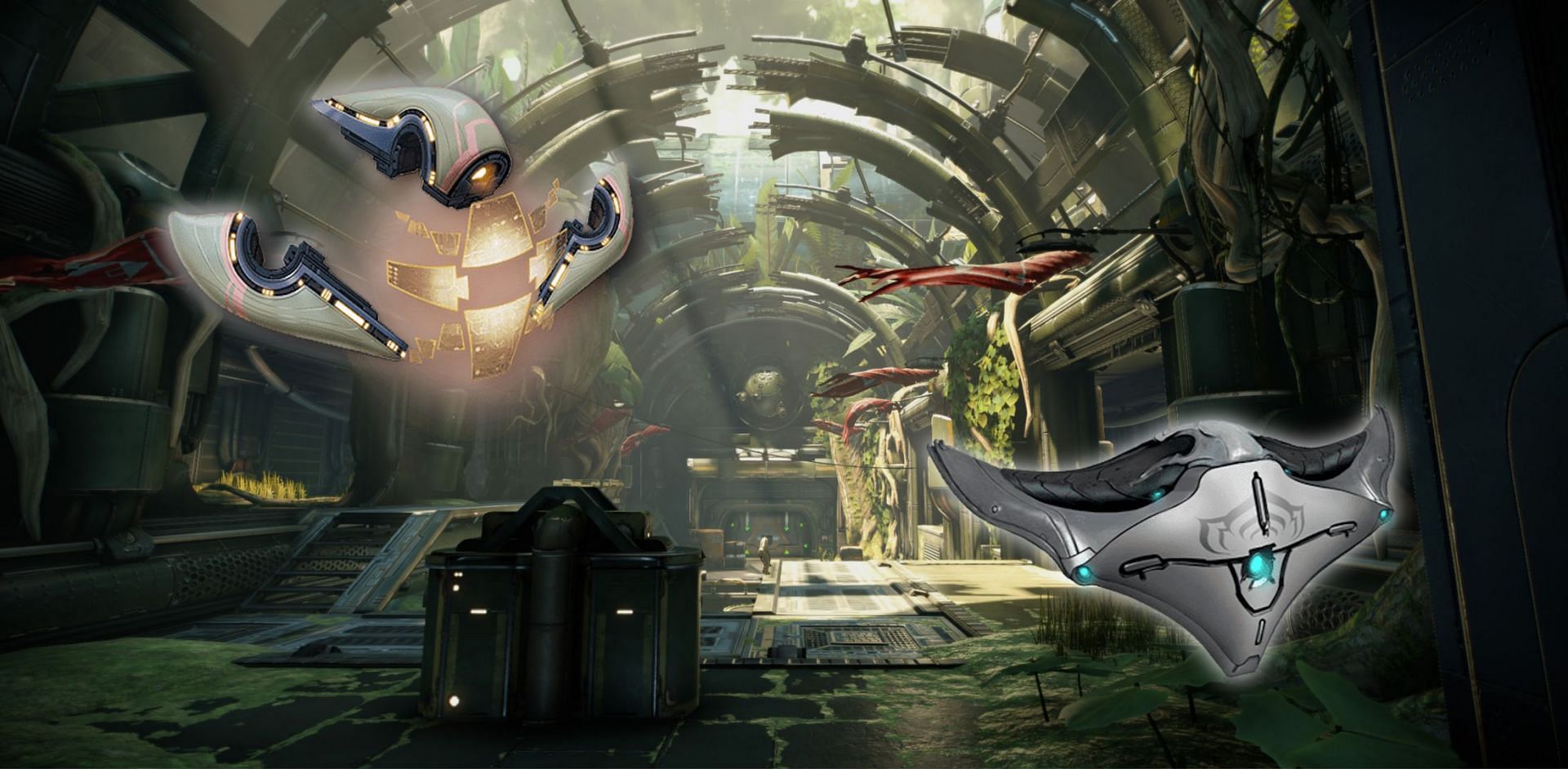 Warframe synthesis codex scanner and codex scanner in the foreground with a concept art for Earth in the background