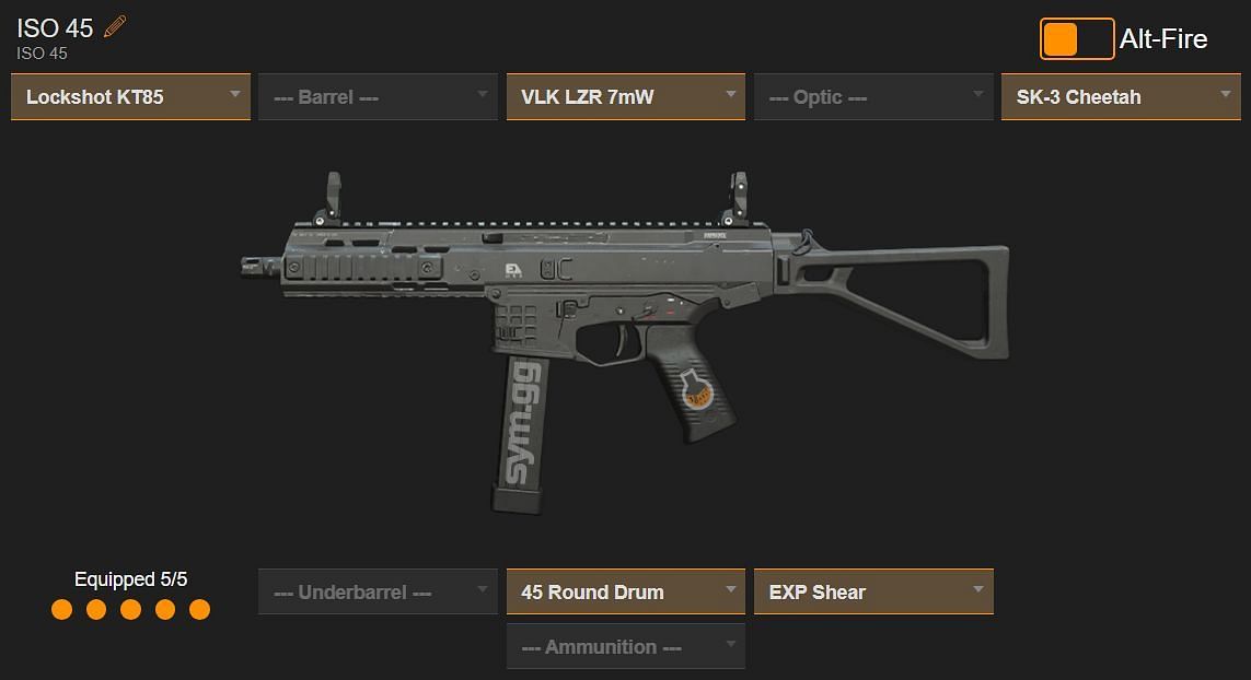 ISO 45 loadout (Image via sym.gg)