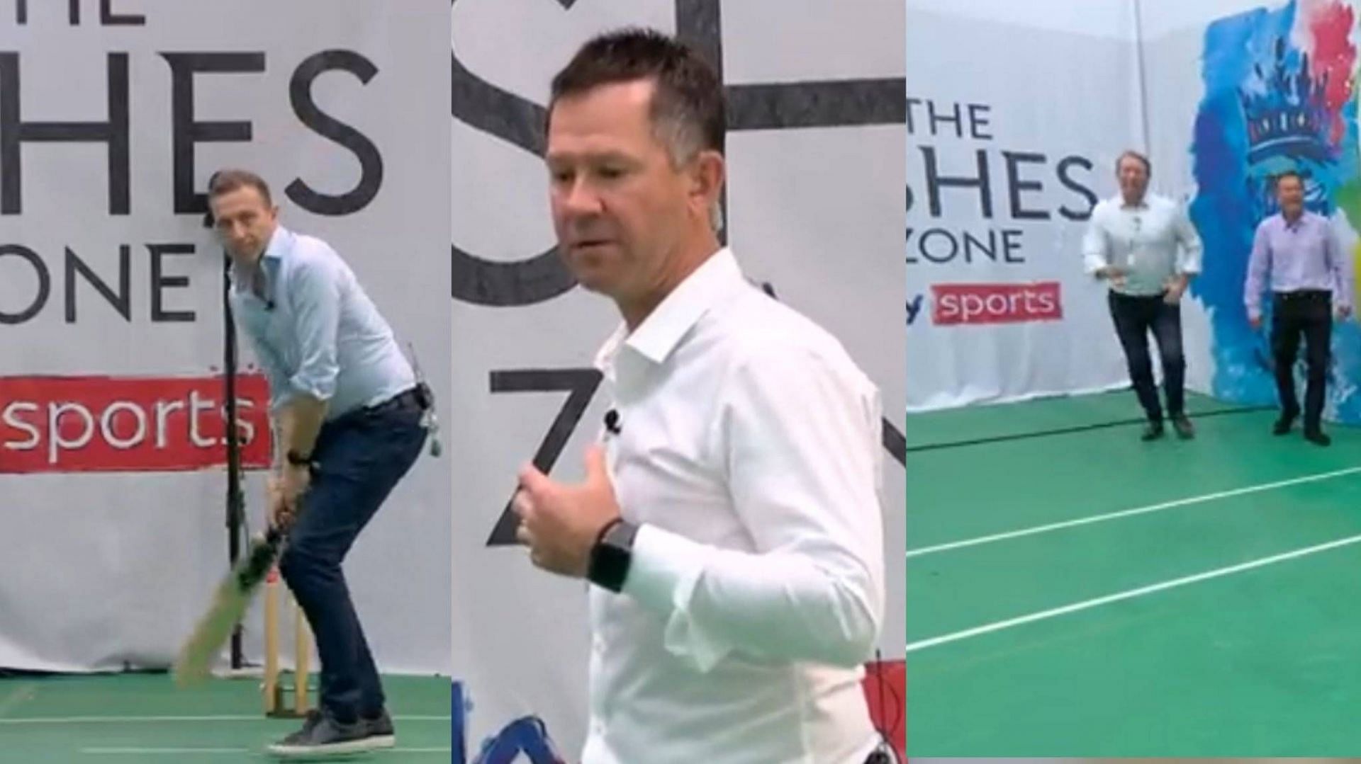 The 3 legends of cricket had some fun in the Ashes zone (Image: Sky Sports/Twitter)