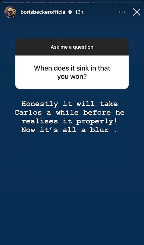 Screen grab from Boris Becker's Instagram