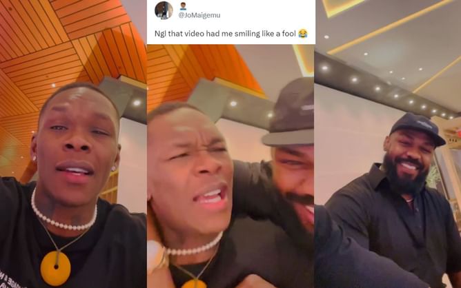 "Video had me smiling like a fool" - Israel Adesanya and Jon Jones' wholesome meeting has MMA fans losing their minds
