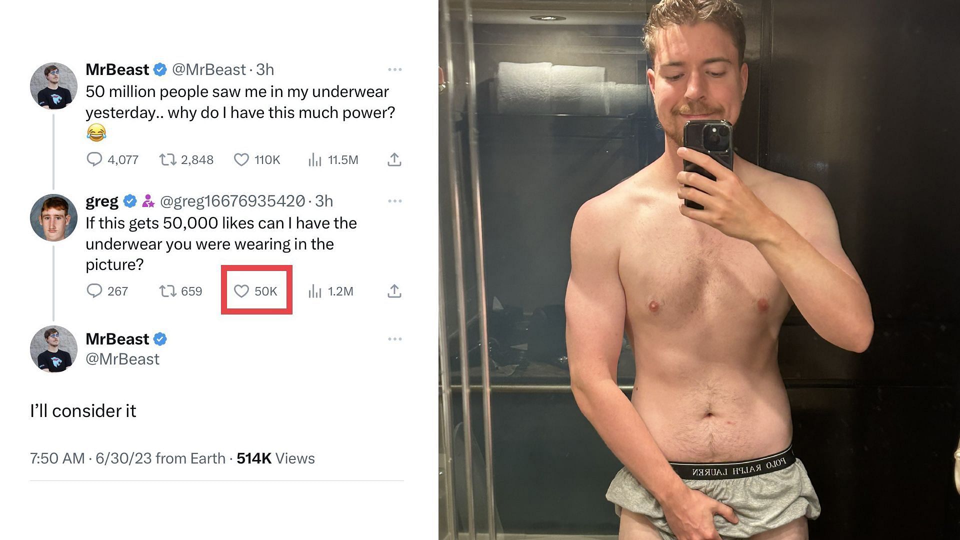 I'd prefer them washed: MrBeast might have to send his underwear to  Twitter user whose comment got over 50K likes