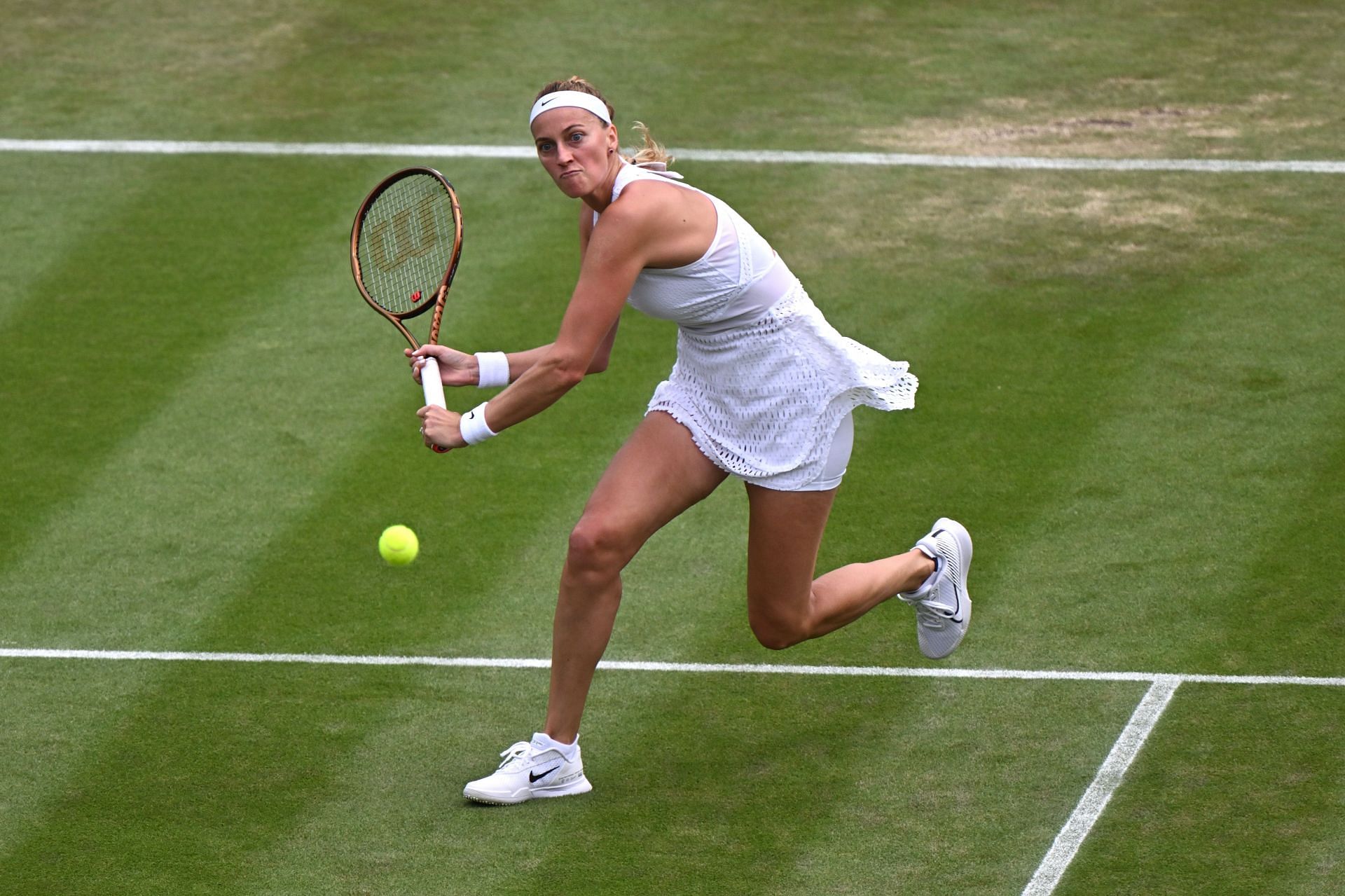 Petra Kvitova in action at the 2023 Wimbledon Championships.