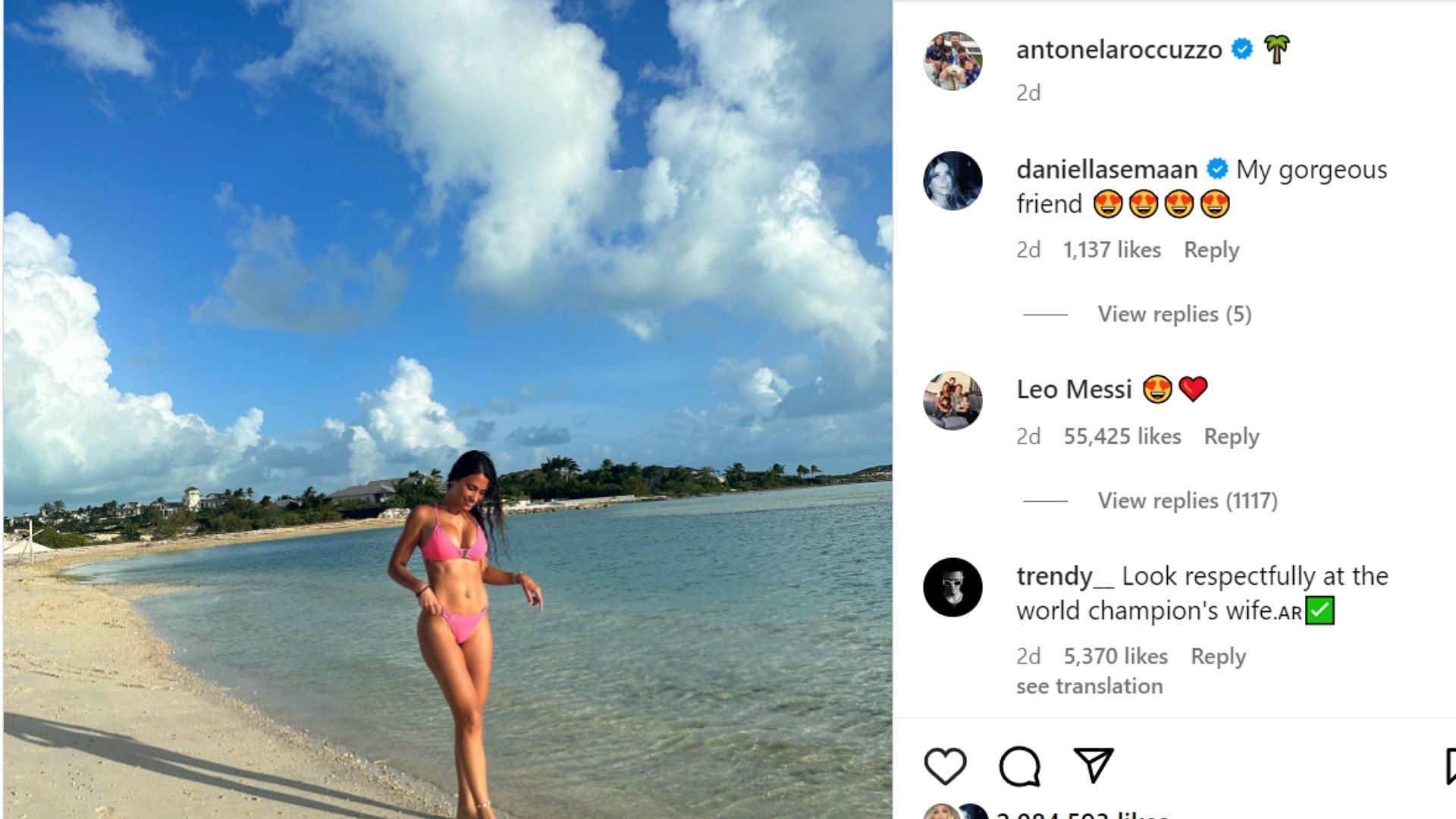 Lionel Messi's comment under Antonela Roccuzzo's latest Instagram post
