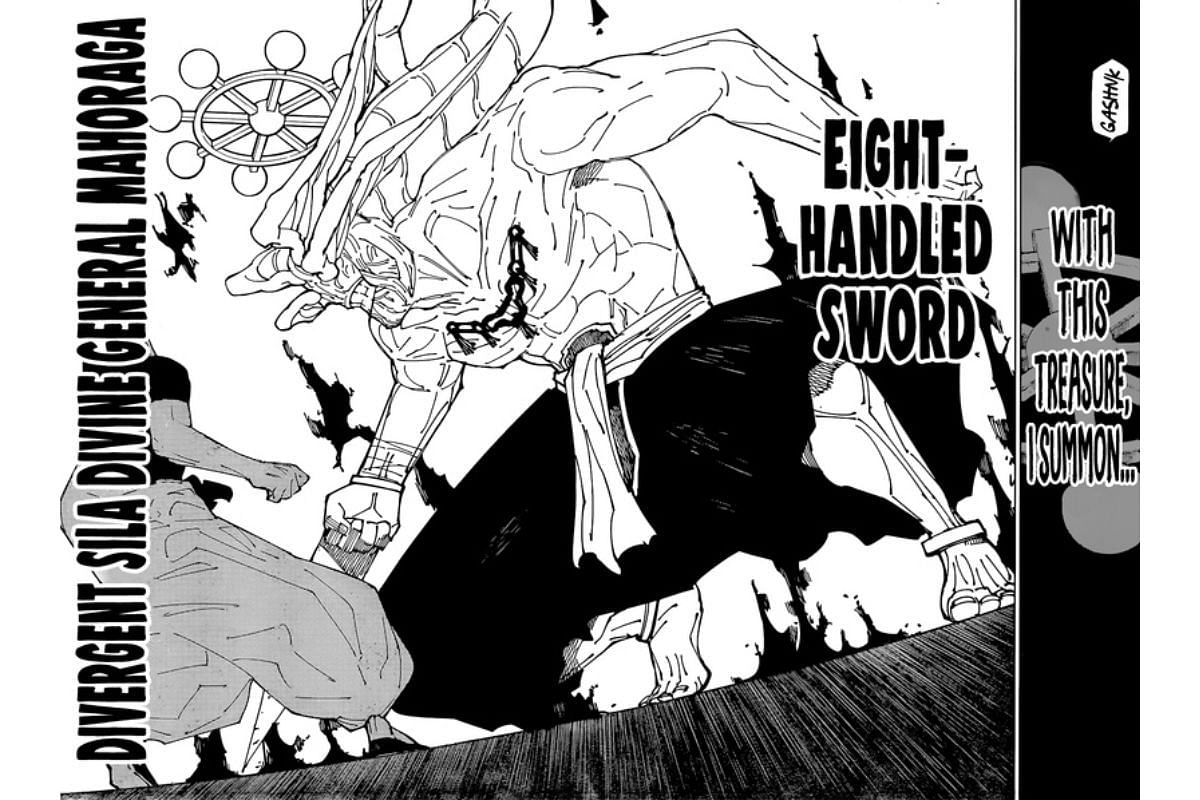 Sukuna summoning Mahoraga in Jujutsu Kaisen manga (Image via Shueisha/Gege Akutami)