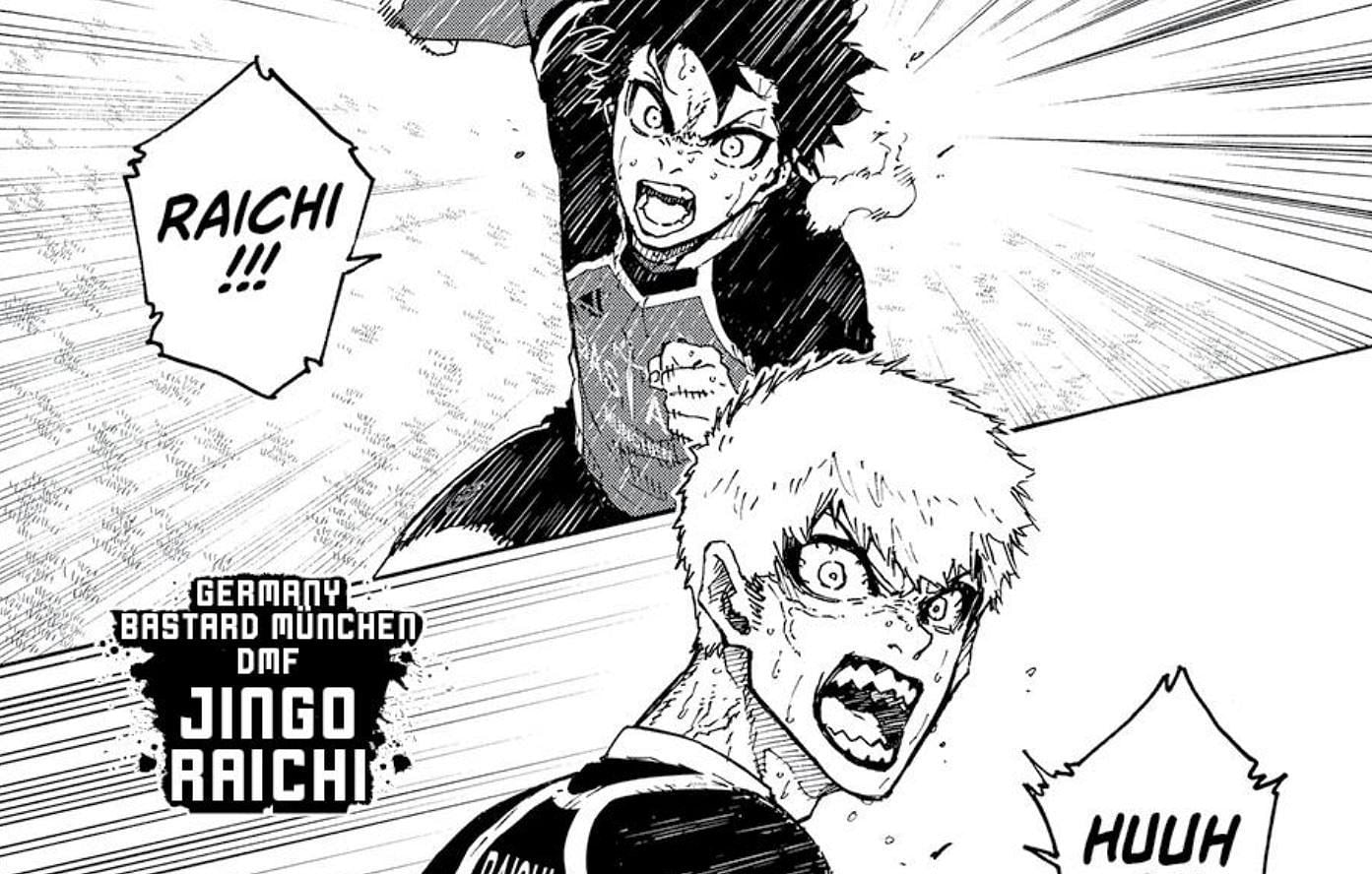 Yoichi Isagi and Raichi Jingo as seen in the Blue Lock manga (Image via Kodansha)