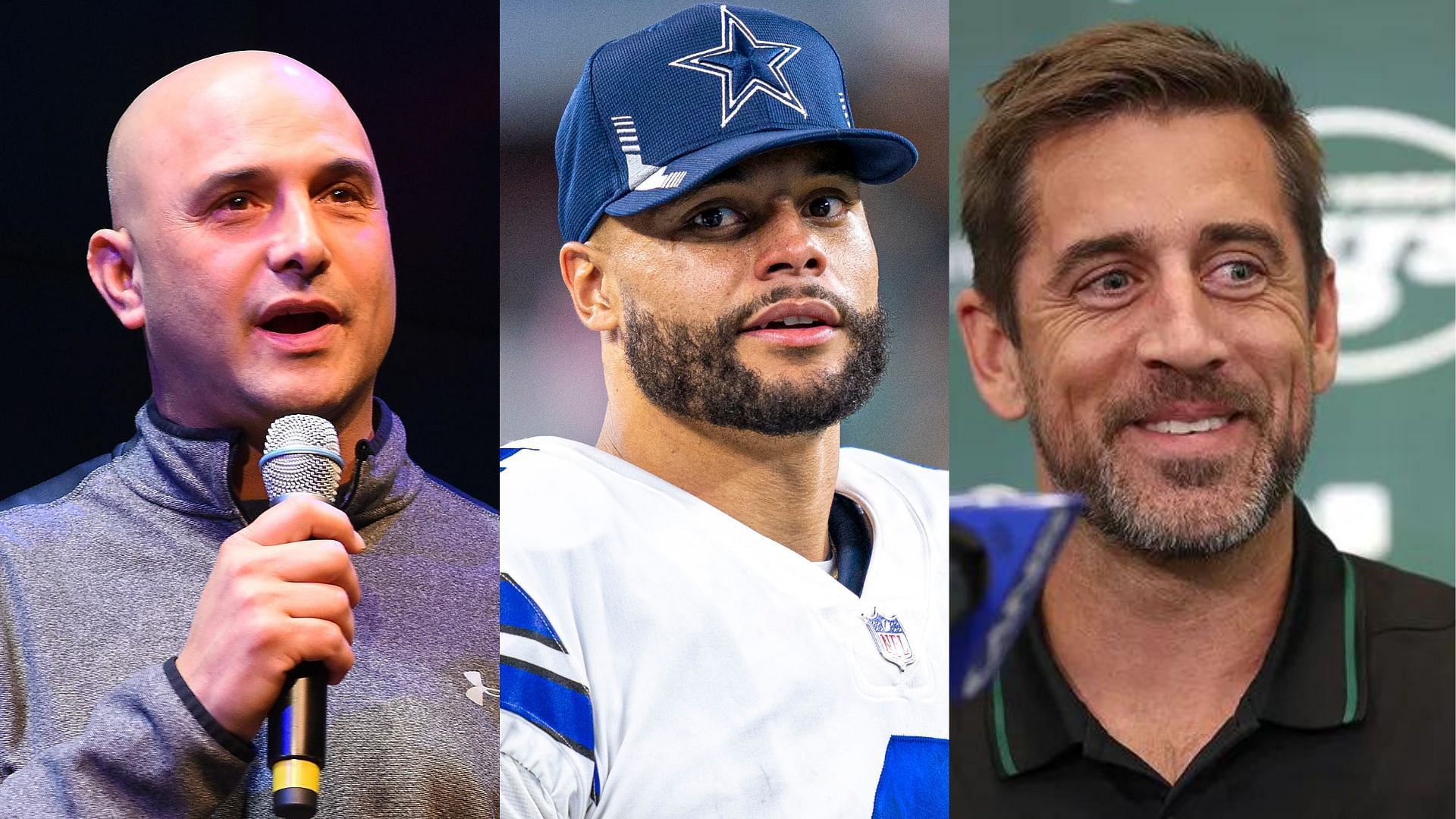 Craig Carton (L) comments on Madden 24 rating on QBs Dak Prescott (C) and Aaron Rodgers (R)