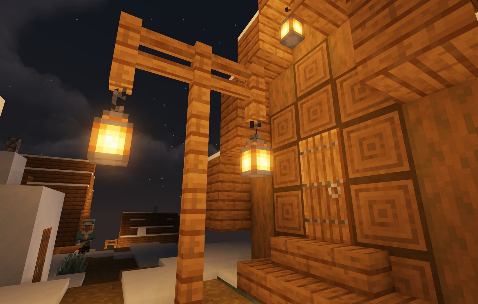 Lanterns are perfect for giving a rustic ambiance (Image via Mojang)