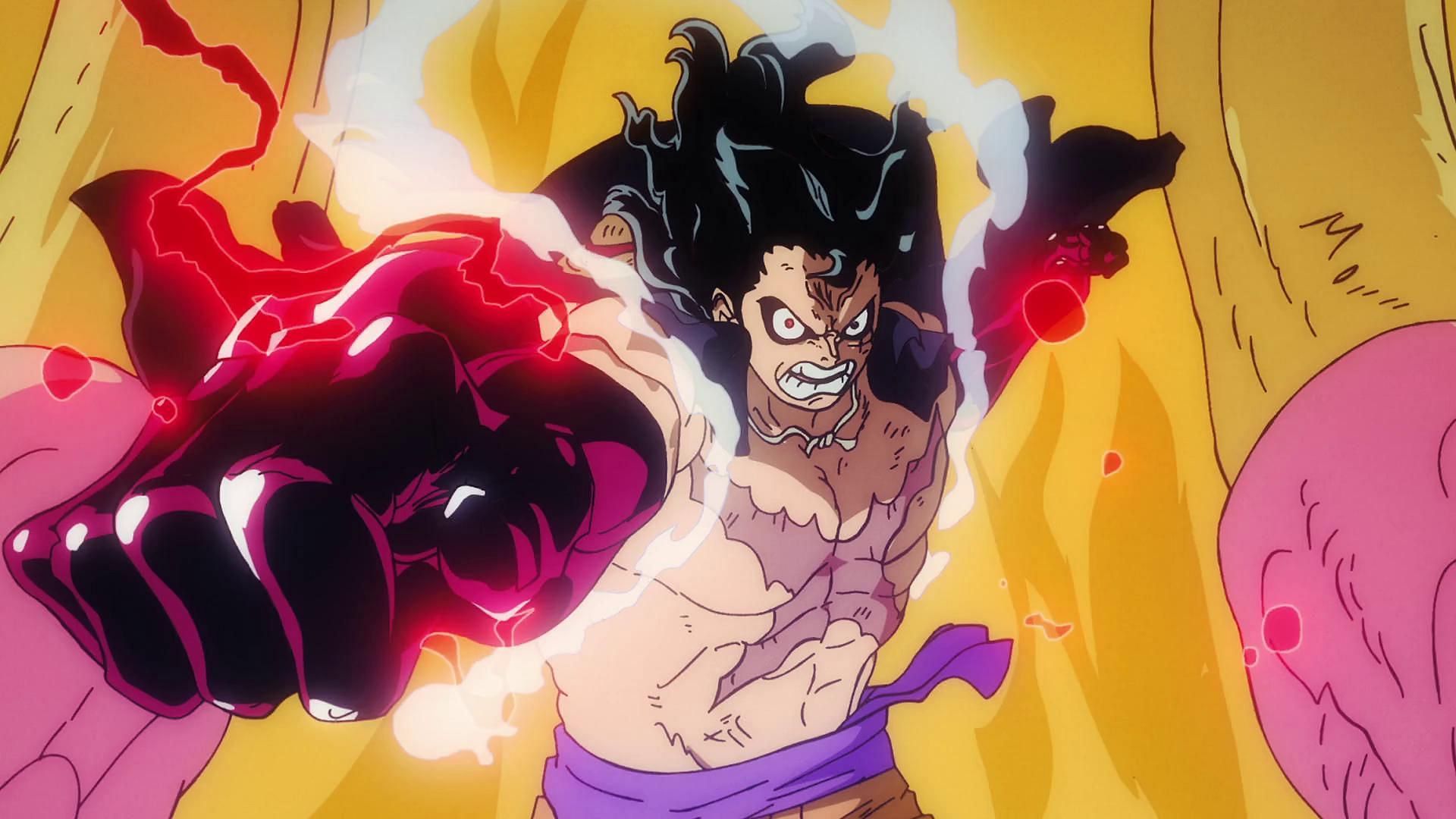 This is what Luffy's Gear 5 looks like in the One Piece anime